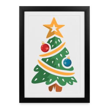 Christmas Tree Cartoon Illustration - Framed poster (27 × 37 cm) - black - Front