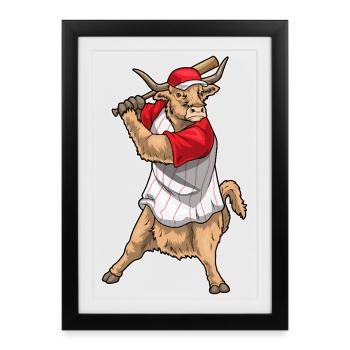 Highland Cattle Baseball Bâton de Baseball - Affiche encadrée (27 × 37 cm) - noir - Devant