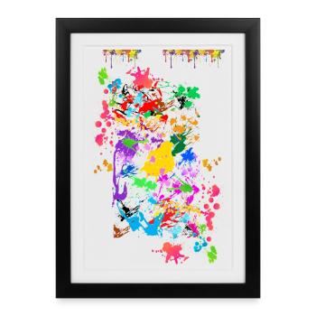 Éclaboussures de couleurs abstraites - Affiche encadrée (27 × 37 cm) - noir - Devant