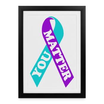 Ruban de sensibilisation au suicide YOU MATTER - Affiche encadrée (27 × 37 cm) - noir - Devant