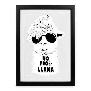 Lama Problemlose Brille - Gerahmtes Poster (27 × 37 cm) - Schwarz - Vorne