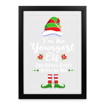 Elfe Elfe Cadeau de Noël Fils Frère - Affiche encadrée (27 × 37 cm) - noir - Devant