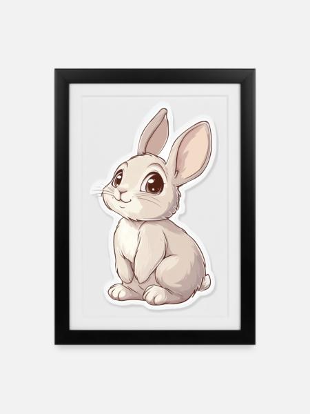 Hase - Gerahmtes Poster (27 × 37 cm) - Schwarz