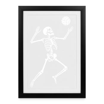 Skeleton Volleyball Silhouette - Framed poster (27 × 37 cm) - black - Front