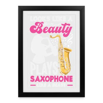 Saxophone - Framed poster (27 × 37 cm) - black - Front