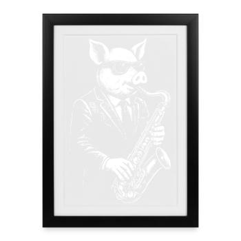 Pig Sax Maestro in Suit - Framed poster (27 × 37 cm) - black - Front