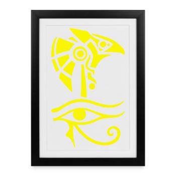 Dieu égyptien et oeil d'Horus  - Affiche encadrée (27 × 37 cm) - noir - Devant
