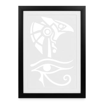 Egyptian God and Eye of Horus (white) - Framed poster (27 × 37 cm) - black - Front