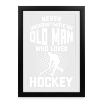 Hockey Hockey sur glace Cadeau pour joueur de hockey sur glace - Affiche encadrée (27 × 37 cm) - noir - Devant