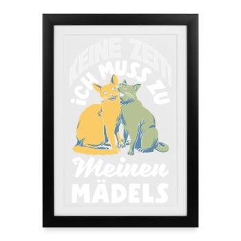 Pas le temps! Je dois aller voir les chats de mes filles - Affiche encadrée (27 × 37 cm) - noir - Devant