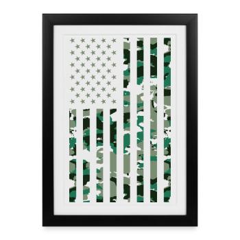 Drapeau des États-Unis Camoflage - Affiche encadrée (27 × 37 cm) - noir - Devant