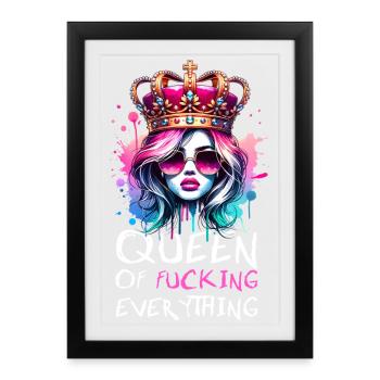 Reine de tout avec de l’attitude et du style - Affiche encadrée (27 × 37 cm) - noir - Devant