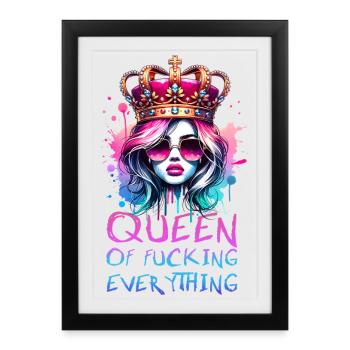 Reine de tout avec de l’attitude et du style - Affiche encadrée (27 × 37 cm) - noir - Devant