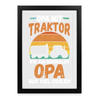 Landwirt Bauernhof Farmer Bauer Opa Großvater Trak - Gerahmtes Poster (27 × 37 cm) - Schwarz - Vorne