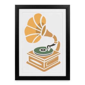 Plaque tournante vintage Retro Cartoon Design - Affiche encadrée (27 × 37 cm) - noir - Devant