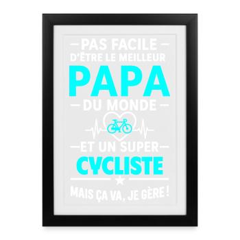 Cœur + Cyclisme – Super Papa Cycliste - Affiche encadrée (27 × 37 cm) - noir - Devant