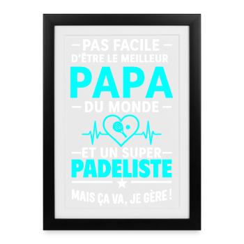 Heart + Padel – Super Dad Padel Player - Framed poster (27 × 37 cm) - black - Front