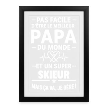 Heart + Ski – Super Dad Skier - Framed poster (27 × 37 cm) - black - Front