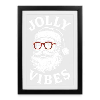 Jolly Vibes Santa Claus Christmas Spirit - Affiche encadrée (27 × 37 cm) - noir - Devant