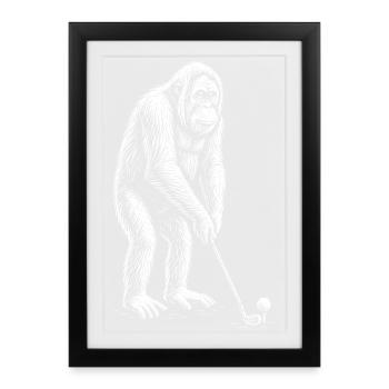 Orangutan Golf Putts - Framed poster (27 × 37 cm) - black - Front