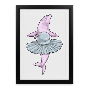 Danse ballerine du dauphin - Affiche encadrée (27 × 37 cm) - noir - Devant