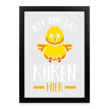 Éleveur de poulets Éleveur de ferme poussins - Affiche encadrée (27 × 37 cm) - noir - Devant