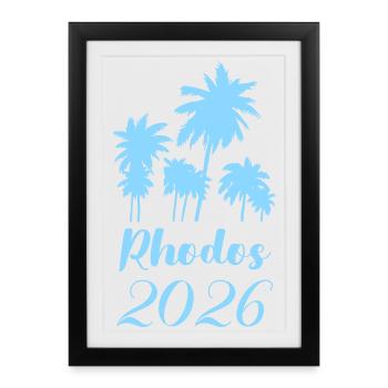 Style Palmier Rhodes 2026 - Affiche encadrée (27 × 37 cm) - noir - Devant