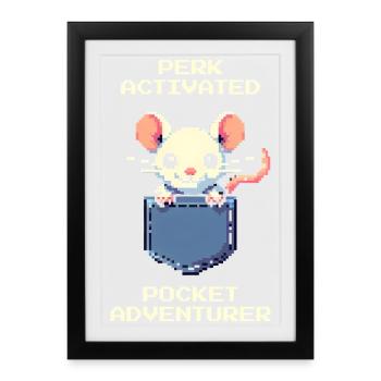 Atout activé : Aventurier de poche | Rat - Affiche encadrée (27 × 37 cm) - noir - Devant