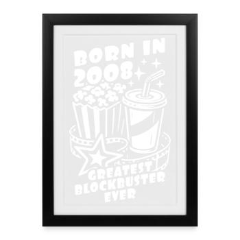 Geboren 2008 | Blockbuster Geburtstag Geschenk - Gerahmtes Poster (27 × 37 cm) - Schwarz - Vorne