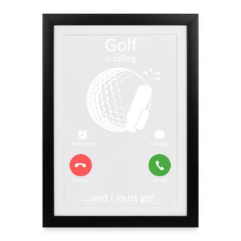 Le golf m’appelle et je dois aller jouer au golf à l’écran de mon téléphone - Affiche encadrée (27 × 37 cm) - noir - Devant