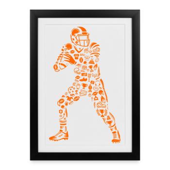 Conception des icônes de quarterback de football américain - Affiche encadrée (27 × 37 cm) - noir - Devant