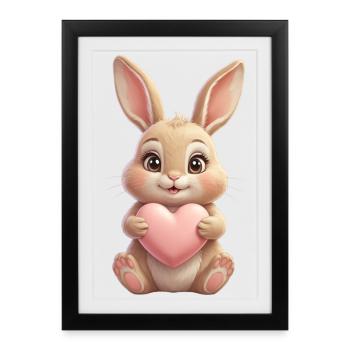 Câlin câlin au cœur rose - Affiche encadrée (27 × 37 cm) - noir - Devant