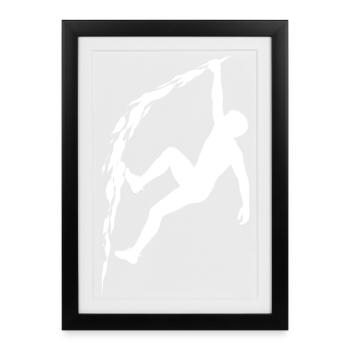 Climbing Silhouette Free Climbing Extreme Sport Mountain - Framed poster (27 × 37 cm) - black - Front