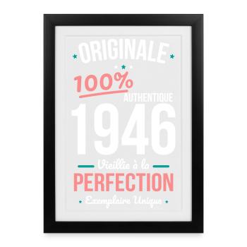 1946 – Originale – Exemplaire unique - Affiche encadrée (27 × 37 cm) - noir - Devant