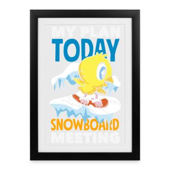 Snowboarding Snowboard Meeting Chairlift - Framed poster (27 × 37 cm) - black - Front