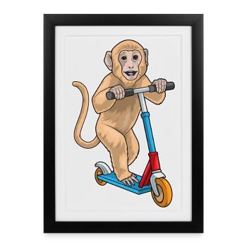 Monkey Kick Scooter - Affiche encadrée (27 × 37 cm) - noir - Devant
