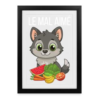 Le Mal AIMÉ Un Loup Qui Mange Legumes - Affiche encadrée (27 × 37 cm) - noir - Devant