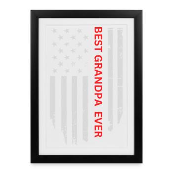 Meilleur grand-père du drapeau américain - Affiche encadrée (27 × 37 cm) - noir - Devant
