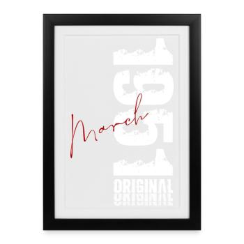Cadeau du 75e anniversaire Mari Femme Mars 1951 - Affiche encadrée (27 × 37 cm) - noir - Devant