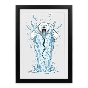 Eisbär bricht Eisblock - Framed poster (27 × 37 cm) - black - Front