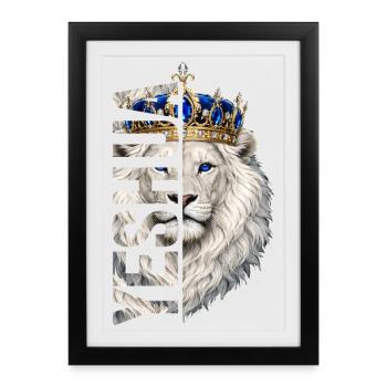 Lion of Judah, King Jesus, Son of Yahweh, Christian - Framed poster (27 × 37 cm) - black - Front