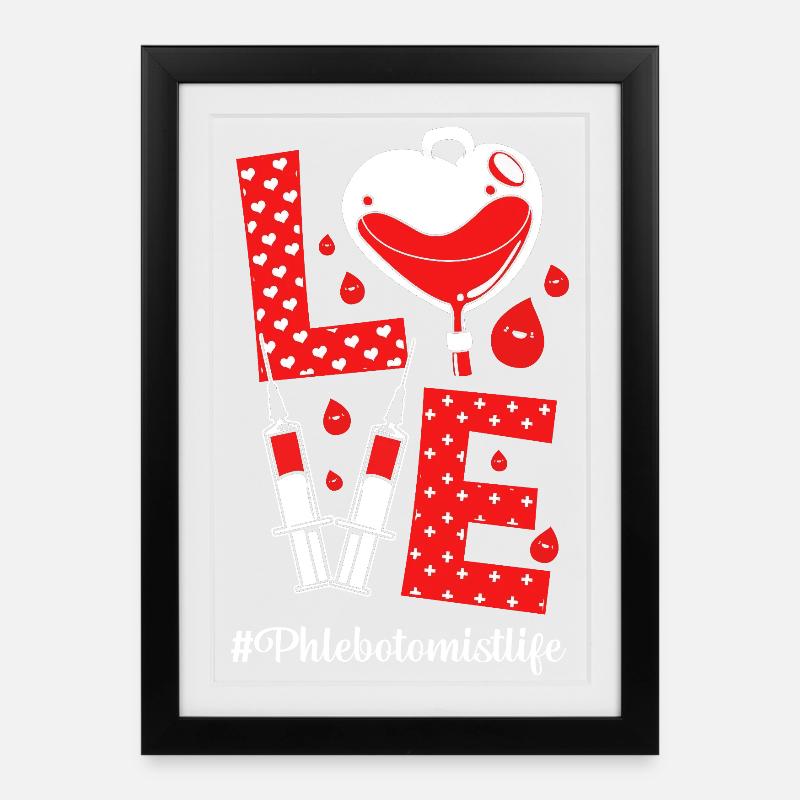Blutspende Blut Blutspender - Gerahmtes Poster (27 × 37 cm) - Schwarz