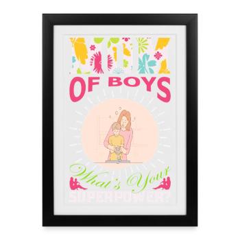 Jungen-Mama-Superkraft lustiges Muttertagsgeschenk - Gerahmtes Poster (27 × 37 cm) - Schwarz - Vorne