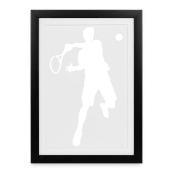 Joueur de tennis Silhouette de revers minimaliste - Affiche encadrée (27 × 37 cm) - noir - Devant