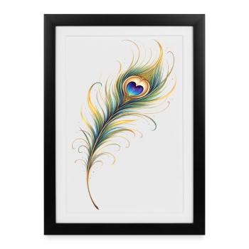 Peacock Feather Heart Boho Yoga Gift - Framed poster (27 × 37 cm) - black - Front