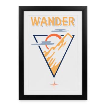Nuages de soleil de montagne - Motif de randonnée - Affiche encadrée (27 × 37 cm) - noir - Devant