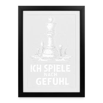 Lustiges Schach T-Shirt für Männer Geschenk Spruch - Gerahmtes Poster (27 × 37 cm) - Schwarz - Vorne