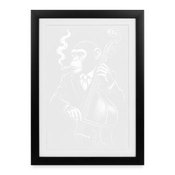 Jazz Chimp Bassist in Suit - Framed poster (27 × 37 cm) - black - Front