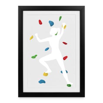 Climbing Wall Woman White – Climbing Spirit - Framed poster (27 × 37 cm) - black - Front