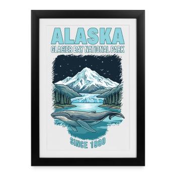 Parc national des glaciers de croisière de l’Alaska 1980 - Affiche encadrée (27 × 37 cm) - noir - Devant